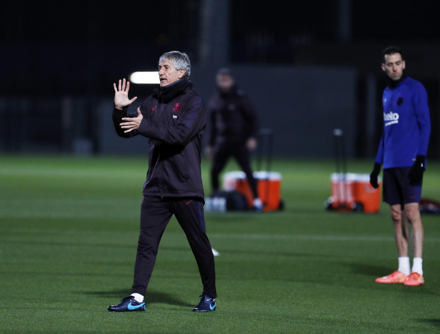 Eerste training Quique Setién bij FC Barcelona